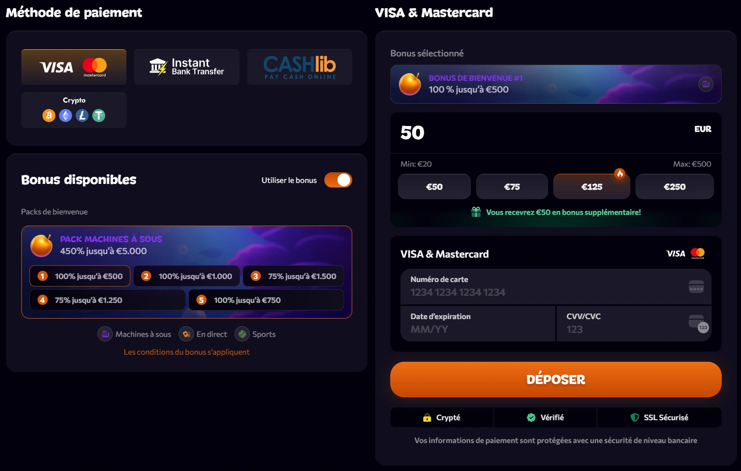 Aphrodite Casino Betaalmethoden