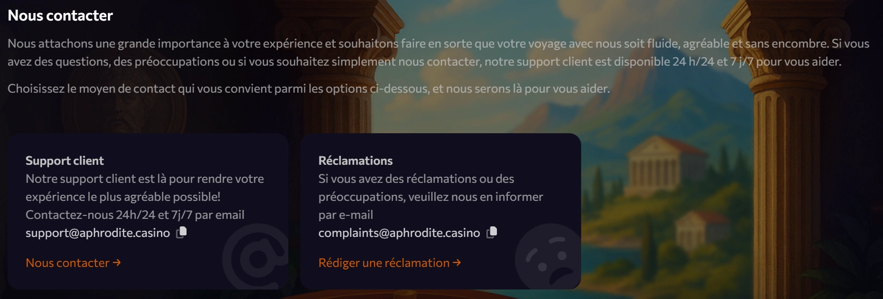 Aphrodite Casino Klantenservice